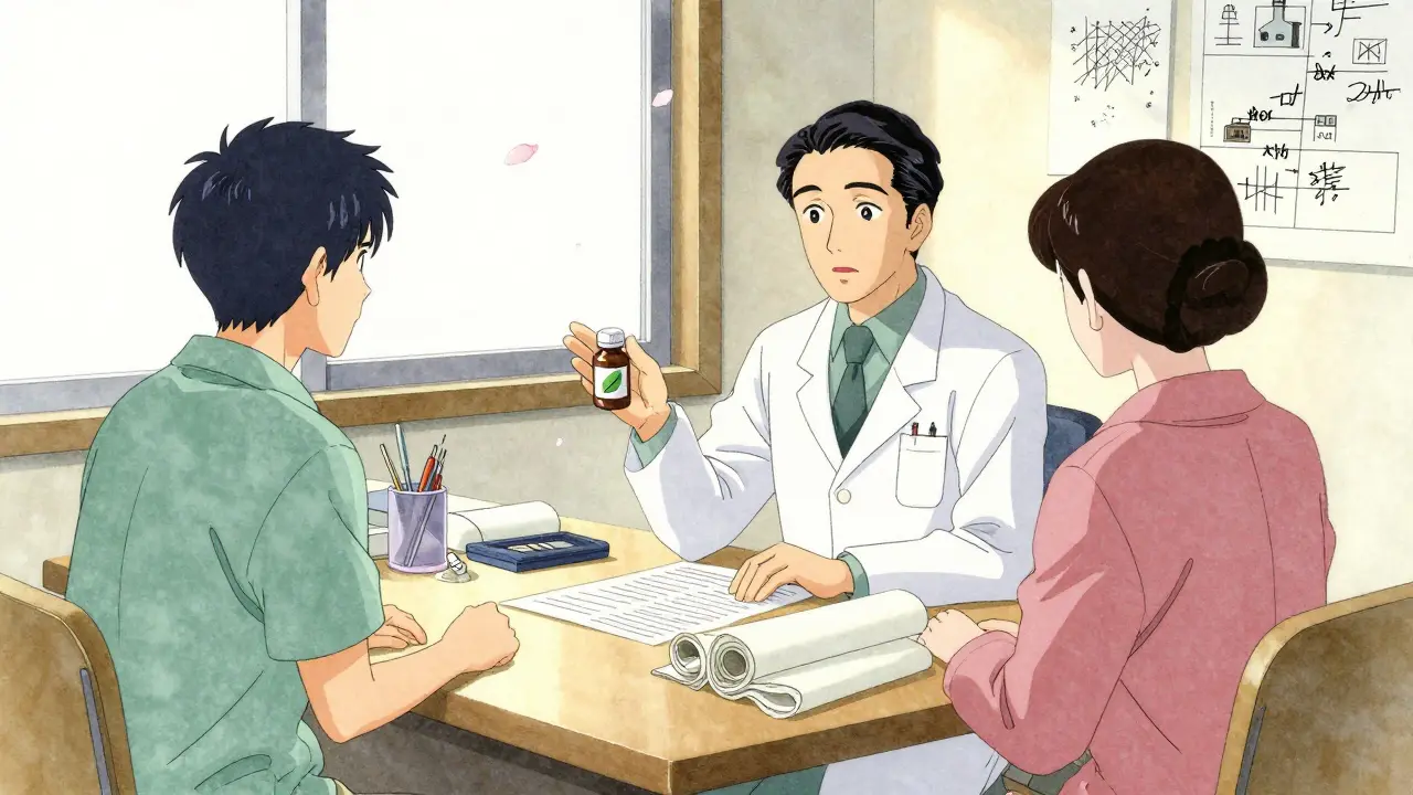 Doctor and patient choosing safe medication together