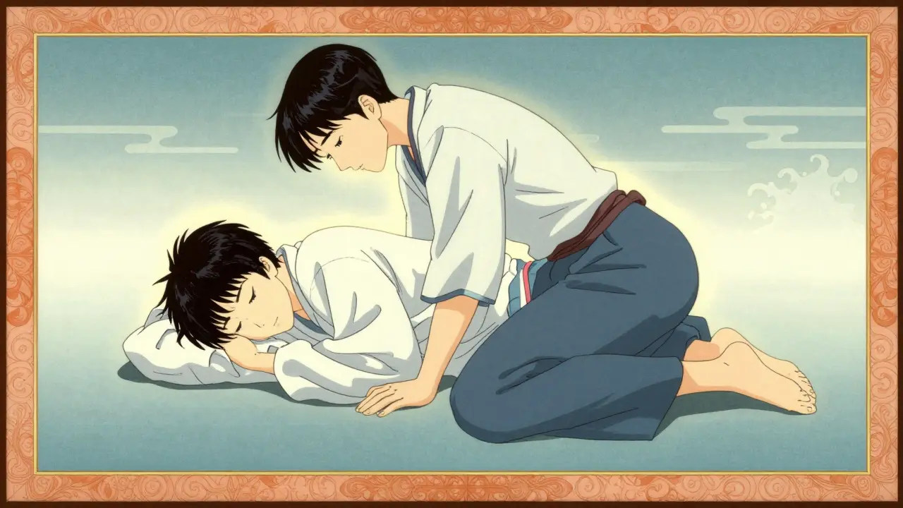 A person placed in the recovery position to ensure a clear airway